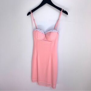 Peach Lace Up Back Corset / Bustier Top Mini Dress Size S